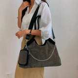 Rhinestone Band Tote Large Shoulder Bag for Women