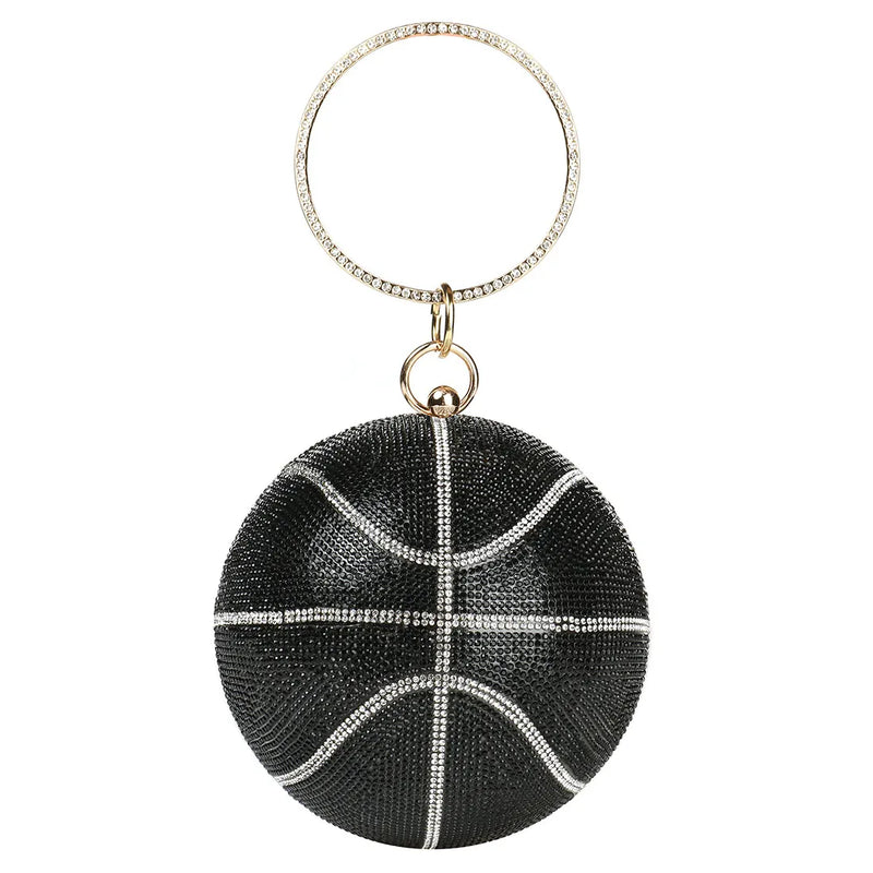 Women's Basketball Diamond Ball Party Purse Handbag Tote Shoulder Chain Bag