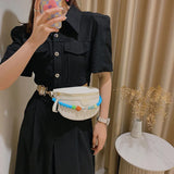 Beaded Chain Waist Bag Phone Pack Purse for Women Shoulder Chest Bags Fanny Pack