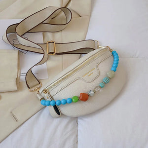 Beaded Chain Waist Bag Phone Pack Purse for Women Shoulder Chest Bags Fanny Pack