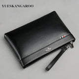 Leather Clutch Bag Men's Wallet with Coins Pocket