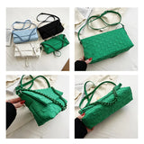 Canvas Chain Shoulder Bag Fold Women Handbag Green Tote Bag