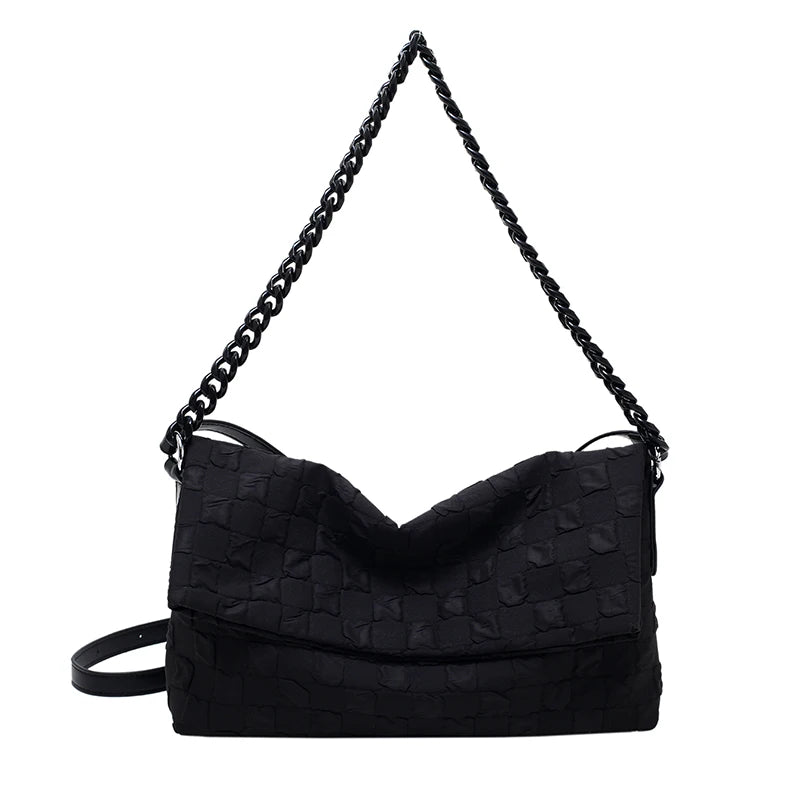 Canvas Chain Shoulder Bag Fold Women Handbag Green Tote Bag