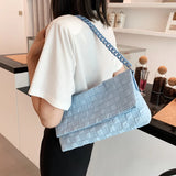 Canvas Chain Shoulder Bag Fold Women Handbag Green Tote Bag