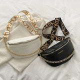Leather Waist Bag for Women with Chain Strap, Crossbody Chest Phone Purse
