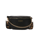 Leather Waist Bag for Women with Chain Strap, Crossbody Chest Phone Purse