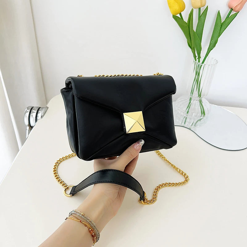 Chain Shoulder Bag Small PU Leather Crossbody Female Flap Handbag