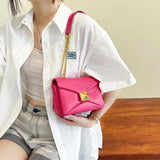 Chain Shoulder Bag Small PU Leather Crossbody Female Flap Handbag