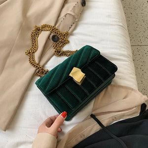 Velvet Chain Crossbody Bag for Women Splicing Party Small Square Bags