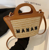 Bohemia Beach Weaving Bucket Bag Crossbody Bag