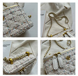 Tweed Women's Handbag Woolen Knitting Retro Box Shoulder Bag