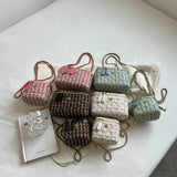 Tweed Women's Handbag Woolen Knitting Retro Box Shoulder Bag