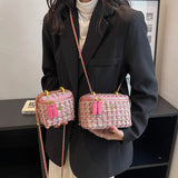 Tweed Women's Handbag Woolen Knitting Retro Box Shoulder Bag