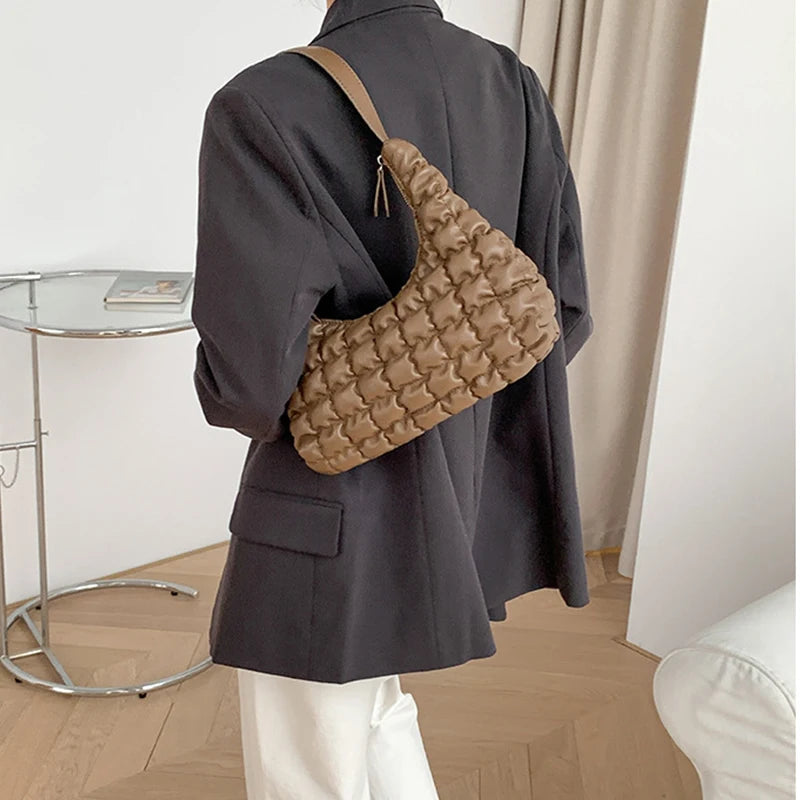 Autumn Winter Women's Plaid Pillow Retro Shoulder Bag