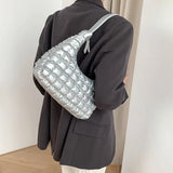 Autumn Winter Women's Plaid Pillow Retro Shoulder Bag