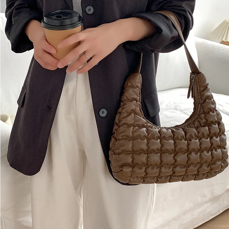 Autumn Winter Women's Plaid Pillow Retro Shoulder Bag