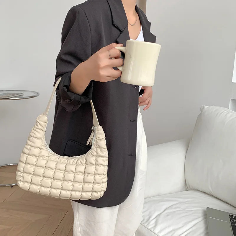 Autumn Winter Women's Plaid Pillow Retro Shoulder Bag