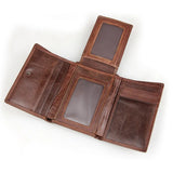 Short Wallet For Man 3 Folds Pure Leather Wine Purse Hot