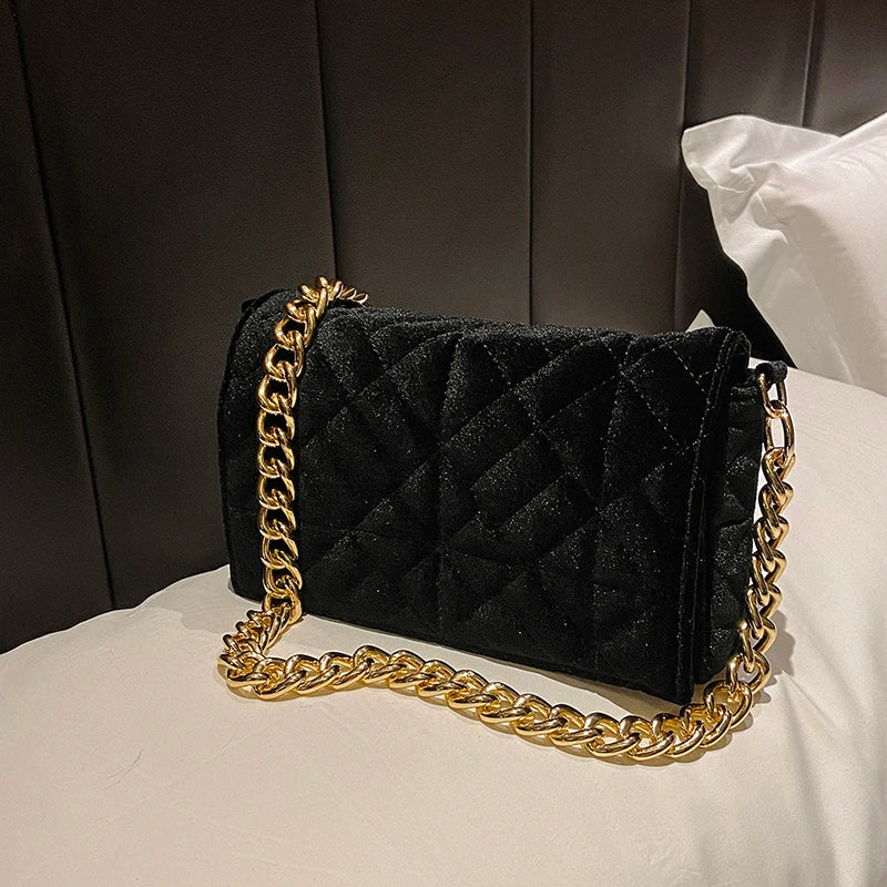 Velvet Corduroy Chain Crossbody Bag Small Clutch