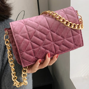 Velvet Corduroy Chain Crossbody Bag Small Clutch