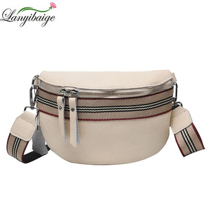 Women's Shoulder Bag Cowhide Large Capacity Wide Shoulder Strap Solid