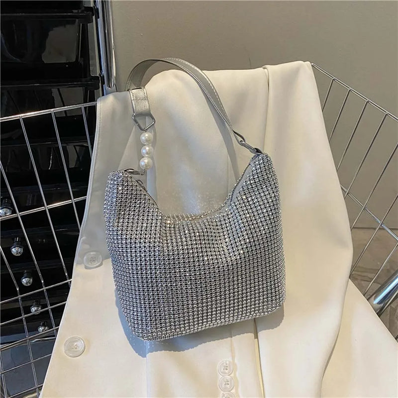 Evening Clutch Bag Rhinestones Silver Crystal Wedding Purses and Handbag