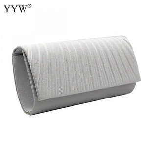 Small Glitter Clutch Bag Silver Evening Party Handbag