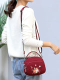 Flower Shoulder Bag Women Small Nylon Tote Top-handle Crossbody Bag
