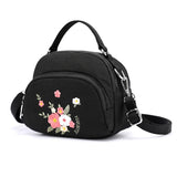 Flower Shoulder Bag Women Small Nylon Tote Top-handle Crossbody Bag