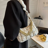 Leather Crossbody Bag for Women Clutch Handbag with Chain Shoulder Strap