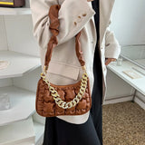 Leather Crossbody Bag for Women Clutch Handbag with Chain Shoulder Strap