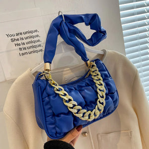 Leather Crossbody Bag for Women Clutch Handbag with Chain Shoulder Strap