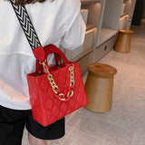 Classic Square Box Leather Totes Wide Strap Women Crossbody Bag