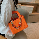 Classic Square Box Leather Totes Wide Strap Women Crossbody Bag