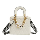 Classic Square Box Leather Totes Wide Strap Women Crossbody Bag