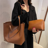 Large Capacity Bucket Handbag Women PU Leather Ladies Shoulder Totes