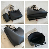 Large Capacity Bucket Handbag Women PU Leather Ladies Shoulder Totes