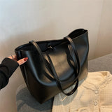 Large Capacity Bucket Handbag Women PU Leather Ladies Shoulder Totes