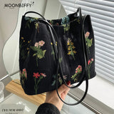 Large Flowers Tote Bag High-Quality Fabric Women's Handbag