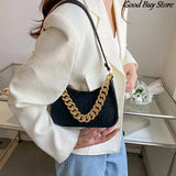Leather Handbags Metal Chain Shoulder Bag Office Party Handbag