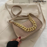 Leather Handbags Metal Chain Shoulder Bag Office Party Handbag