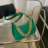 Metal Chain Shoulder Bag Office Party Handbag Diamond Clutch
