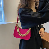 Leather Handbags Metal Chain Shoulder Bag Office Party Handbag