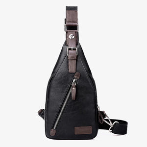 Leather Men Chest Bag Casual Crossbody Bag For Man Sling Chest Pack Business Sho