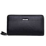 Brown Leather Men's Clutch Business Purse Double Zipper Wallet