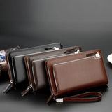 Men's Double Zipper Clutch Wallet Retro Handbag Business