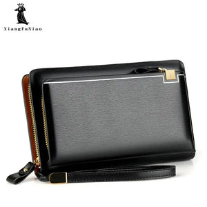 Men's Double Zipper Clutch Wallet Retro Handbag Business