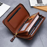 Men's Double Zipper Clutch Wallet Retro Handbag Business