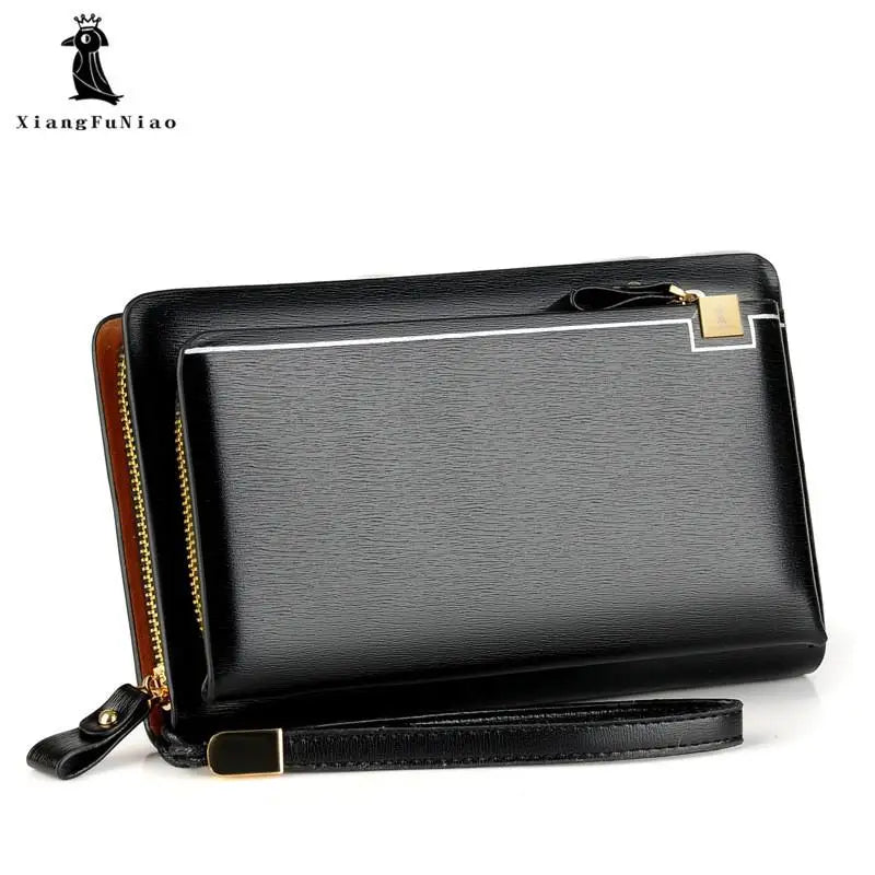 Men's Double Zipper Clutch Wallet Retro Handbag Business