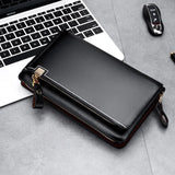 Men's Double Zipper Clutch Wallet Retro Handbag Business
